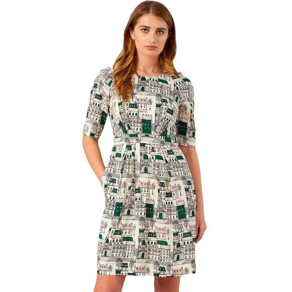 Emily and Fin Historic Paris Print Dress NWT Vintage Style SZ SM - Picture 2 of 9